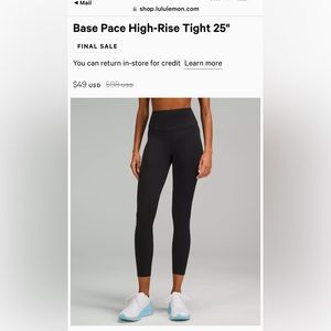 Base Pace High Rise Tight-Lululemon, size 16